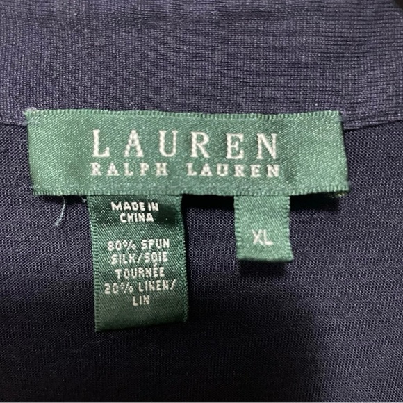 Ralph Lauren LRL Women’s XL Navy Shirt Dress Belted Button Front Midi - Picture 2 of 6